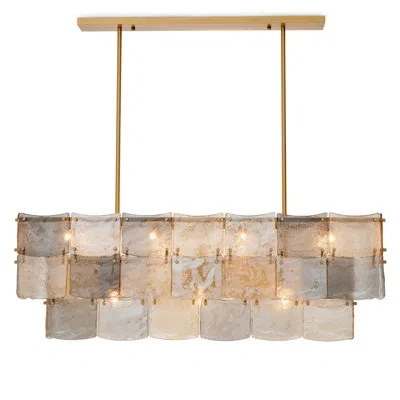 Eichholtz Chandelier Laurent Rectangular Antique Brass Finish In Gold