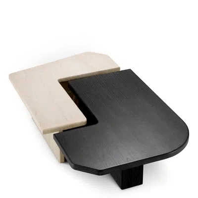 Eichholtz Coffee Table Yardham Travertine Charcoal Grey Oak Veneer Set Of 2 In Black