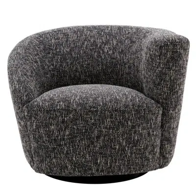 Eichholtz Colin 35.43" W Barrel Chair In Cambon Black Cotton Blend