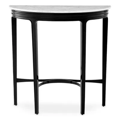 Eichholtz Console Table Rochefort Piano Black Finish White Carrera Marble