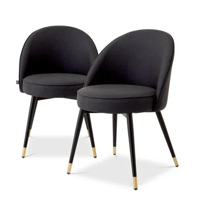 Eichholtz Cooper Faux Leather Armchair In Black,brass,gray