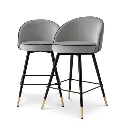 Eichholtz Cooper Swivel Stool In Roche Light Gray