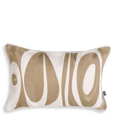 Eichholtz Coura Rayon/viscose Lumbar Rectangular Pillow Cover & Insert In Beige,white Abstract