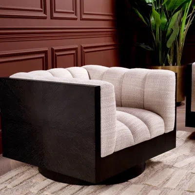 Eichholtz Davide Upholstered Swivel Armchair In Neutral