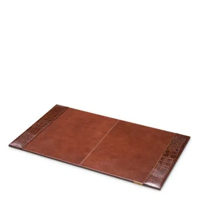 Eichholtz Desk Blotter Scaleo Croco Embossed Antique Brown Leather