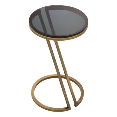 Eichholtz Falcone Glass Top End Table In Vintage Brass