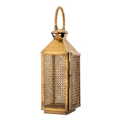 Eichholtz Festival Floor Lantern Holder In Vintage Brass,clear,natural
