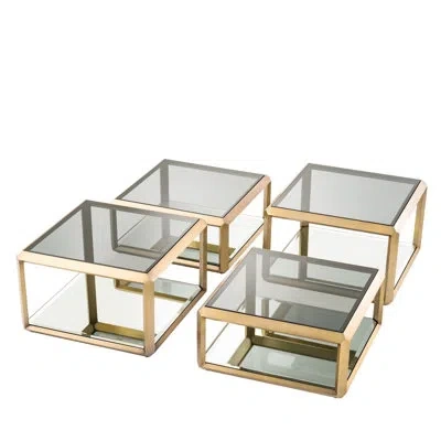Eichholtz Floor Shelf 4 Bunching Tables With Storage In Clear