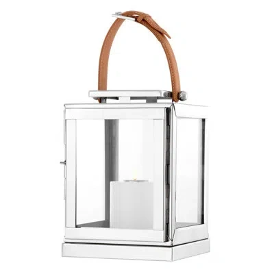 Eichholtz Georgian Glass Metal Lantern In Clear,polished Nickel