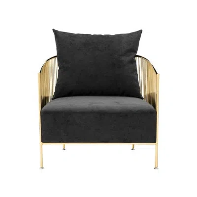 Eichholtz Knox Chair In Black Terylene Blend,brass