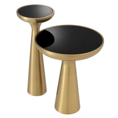 Eichholtz Lindos Glass Top Pedestal End Table In Black