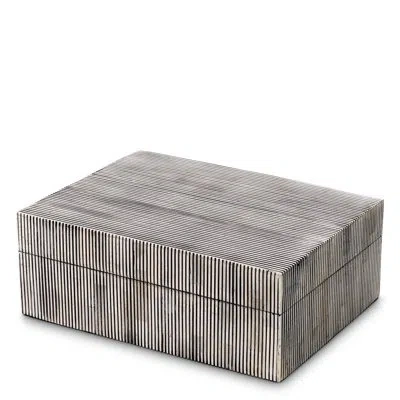 Eichholtz Lucille Handmade Bone Decorative Box In Gray Bone;gray Bone