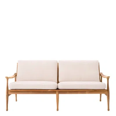 Eichholtz Manzo 71.26" Wide Outdoor Teak Rectangle Patio Sofa With Cushions In Beige
