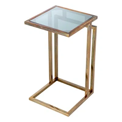 Eichholtz Marcus Glass Frame End Table In Vintage Brass