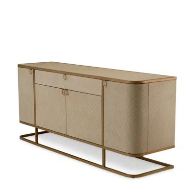Eichholtz Napa Valley 67" Wide 1 Drawer Oak Solid Wood Sideboard In Brushed Brass