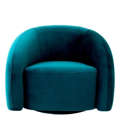 Eichholtz Novelle 35.83" Wide Barrel Chair In Savona Sea Green,turquoise,blue Velvet