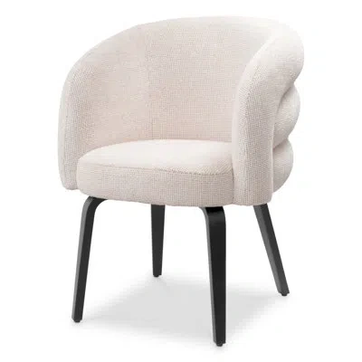 Eichholtz Novelle Rayon/viscose Armchair In Lyssa Off-white/black In Black;black Wood
