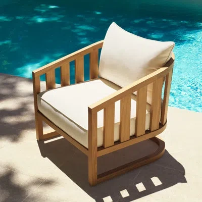 Eichholtz Outdoor Chair Aruba Natural Teak Incl Sunbrella Canvas Cushions In Neutral