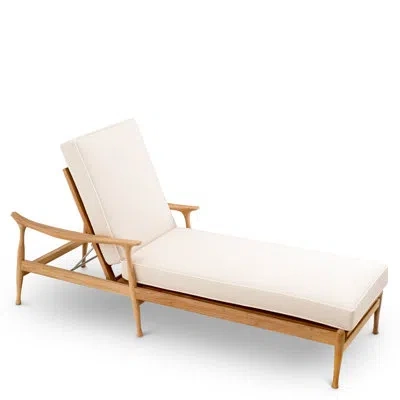 Eichholtz Outdoor Daybed Manzo Natural Teak Flores Off-white Incl Cushions In Brown