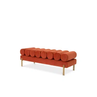 Eichholtz Oxley Velvet Upholstered Bench In Orange