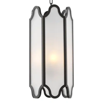 Eichholtz Pendant Rockefeller Bronze Highlight Finish White Glass In Black