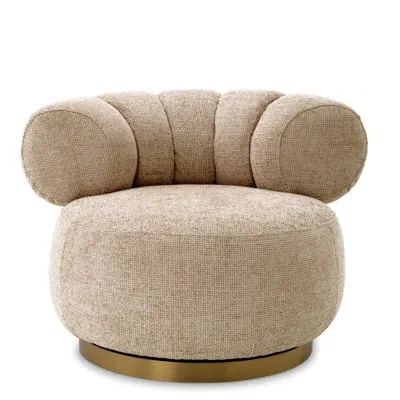 Eichholtz Phedra Upholstered Swivel Barrel Chair In Lyssa Sand Polyester Blend