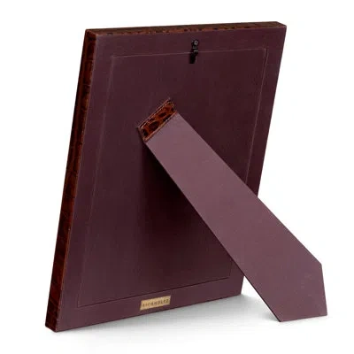 Eichholtz Picture Frame Scaleo Croco Embossed Antique Brown Leather Set Of 2