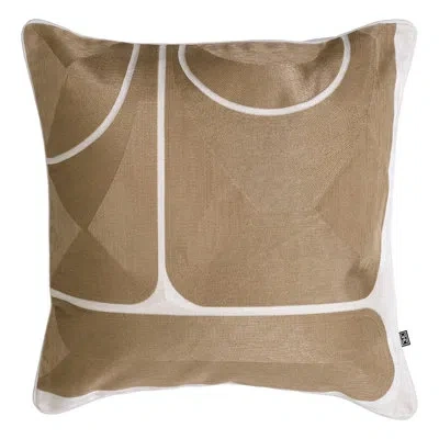 Eichholtz Sabrosa Embroidered Rayon/viscose Throw Square Pillow Cover & Insert In Beige,white Abstract