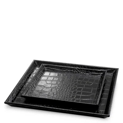 Eichholtz Scaleo Leather Desk Organizer Set In Black