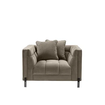 Eichholtz Sienna Accent Chair In Savona Greige Velvet Polyester,black