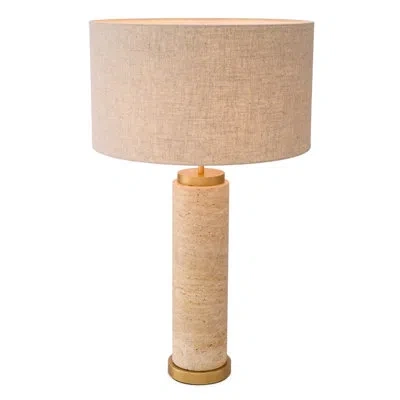 Eichholtz Table Lamp Lxry In Travertine,antique Brass