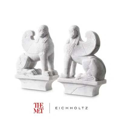 Eichholtz The Met X  2 Piece Handmade Fantasy & Sci-fi Figurine/sculpture Set In White;white Marble