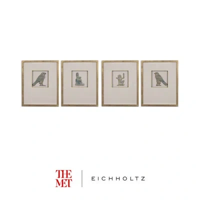 Eichholtz The Met X  4 Piece Inlay Hermopolis Framed On Glass Set In Green,gray,blue
