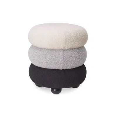 Eichholtz Tulum Upholstered Ottoman In Bouclé Cream,bouclé Gray,bouclé Black Polyester Bl