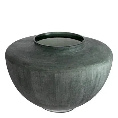 Eichholtz Wainscott Handmade Handblown Glass Table Vase In Green,stone