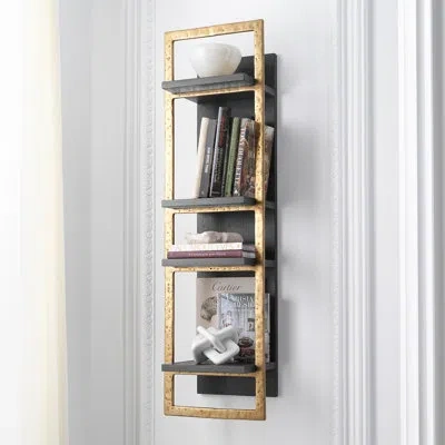 Eichholtz Wall Cabinet Belcanto Charcoal Gray Oak Veneer Brushed Brass Finish In Neutral