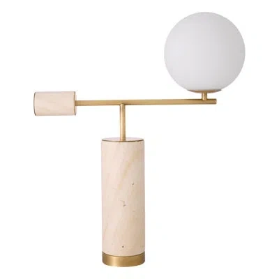 Eichholtz Xperience Travertine Lamp In White;antique Brass