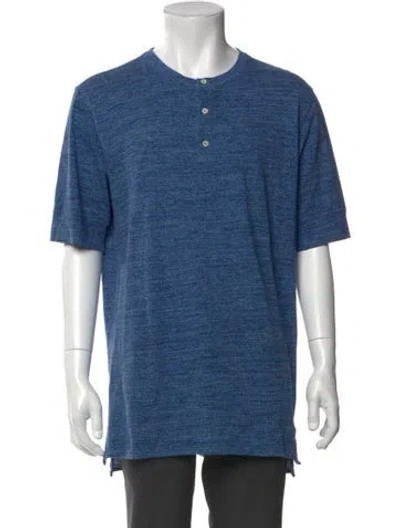 Pre-owned Eidos Crew Neck Short Sleeve Henley In Blue