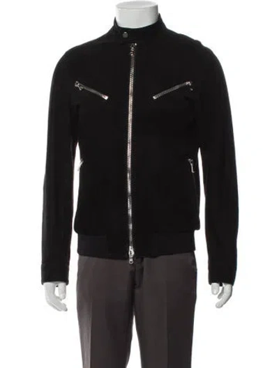 Pre-owned Eidos Leather Graphic Print Jacket In Black