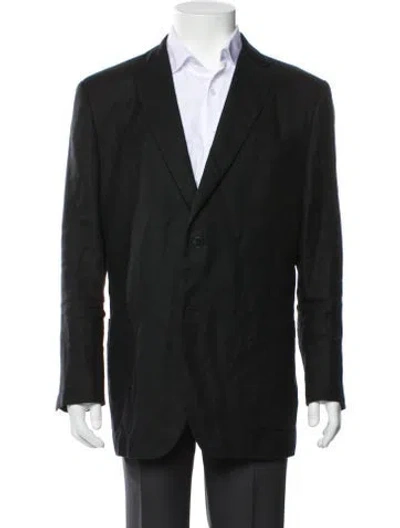 Pre-owned Eidos Linen Overcoat In Black