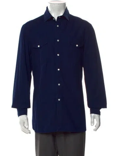 Pre-owned Eidos Long Sleeve Western Shirt In Blue