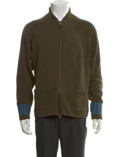 Pre-owned Eidos Mock Neck Long Sleeve Cardigan In Green