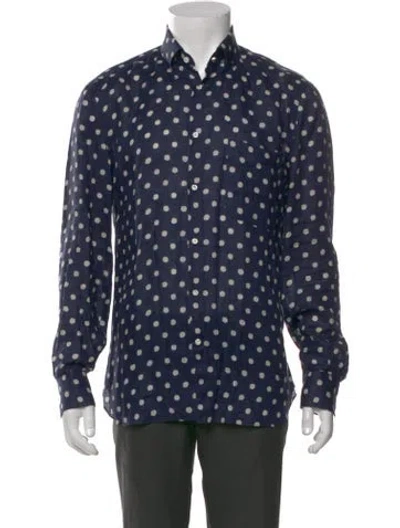 Pre-owned Eidos Polka Dot Print Long Sleeve Shirt In Blue