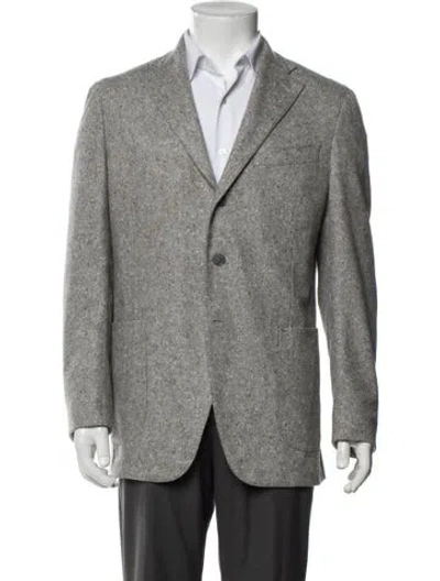 Pre-owned Eidos Wool Tweed Pattern Blazer In Grey