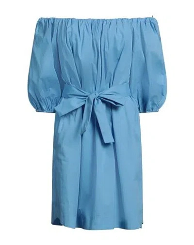Eight By Access Fashion Woman Mini Dress Light Blue Size M Cotton, Elastane