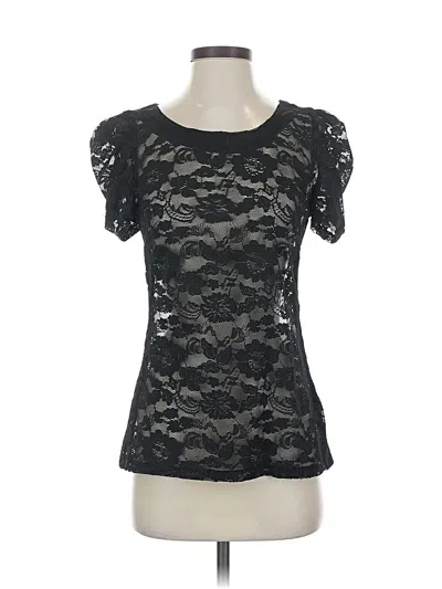 Pre-owned Eight Sixty Short Sleeve Top Black Sweetheart Neckline Tops