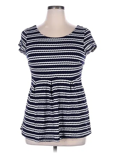 Pre-owned Eight Sixty Short Sleeve Top Blue Square Neckline Tops