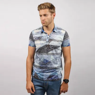 Eight X Abstract Print Polo Shirt In Blue