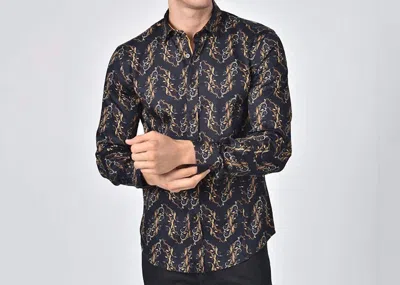 Eight X Athenian Golden Vine Button Down Shirt In Black In Multi