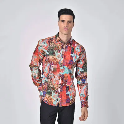 Eight X Bali Inspired Print Button Down Shirt In Multi In Brown